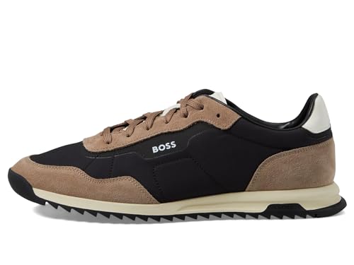 Image of BOSS Men's Zayn Low Profile Suede Leather Two Tone Sneaker