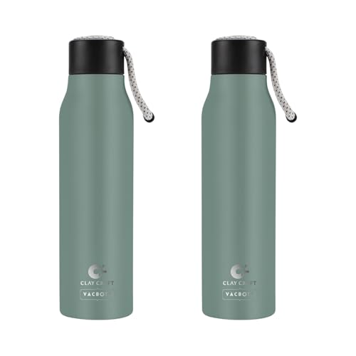 Image of Clay Craft VACBOTT Kitkat Double Walled|18 Hours Hot and 24 Hours Cold Water Bottle Vacuum Insulated Flask Bottle|600ml, 2 Pcs, Water Bottles for School|Home|Gym|BIS Certified|1 Year Limited Warranty