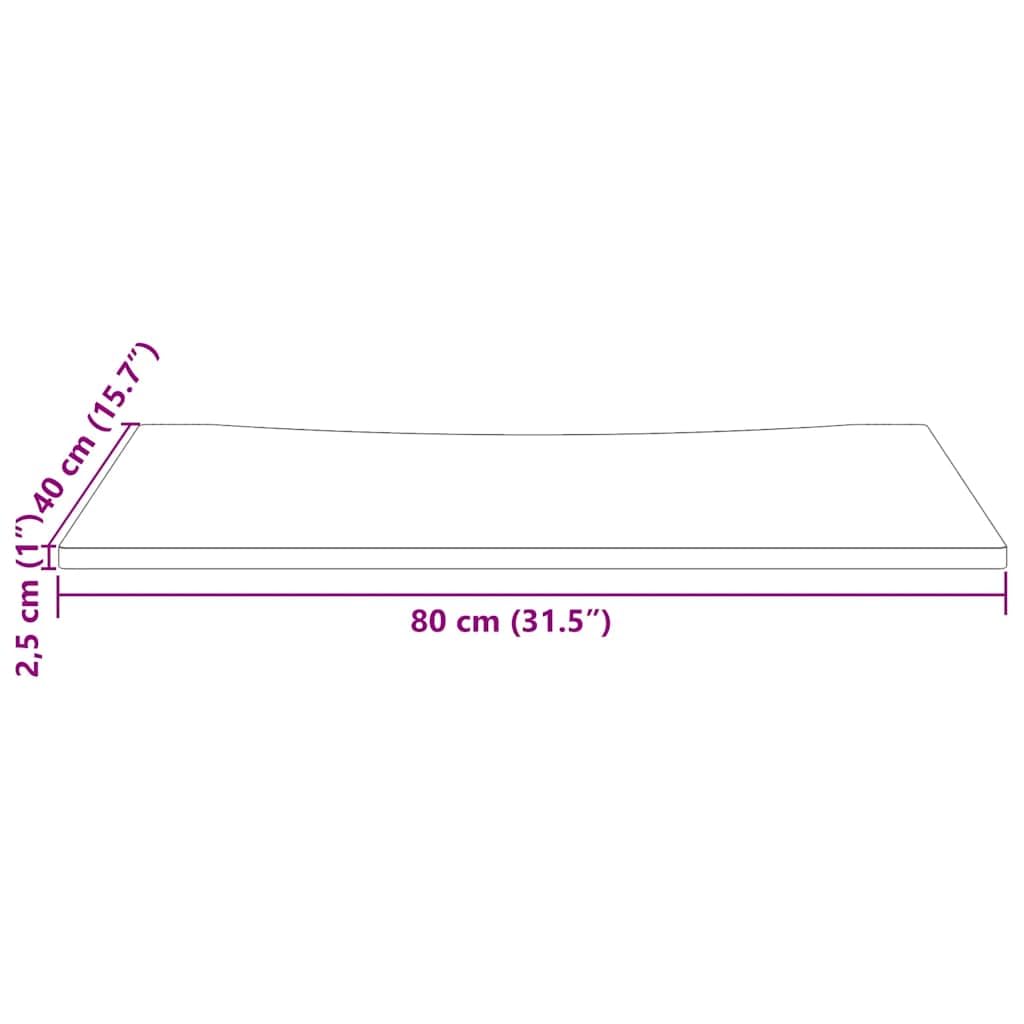 Weiße Schreibtischplatte aus massivem Kiefernholz 80 x 40 x 2,5 cm mit Naturkante, für schreibtischzubehör, tischgestell, tischbein, büro, homeoffice, arbeitszimmer, kabelmanagement