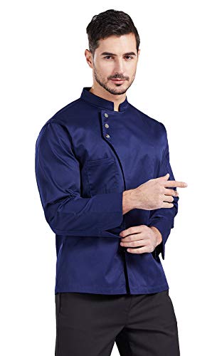 Nanxson Unisex Chef Coat Men's Long Sleeve Chef Jacket Restaurant Kitchen Cooking Chef Uniform CFM0057 (L, Blue)