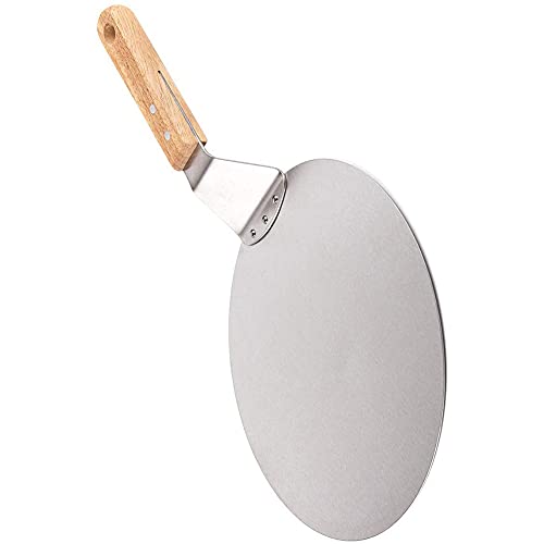 Pizza Peel 10 inch, Cake Lifter 10 Inch, Stainless Steel Pizza Spatula With Rubber Wood handle, Pizza Paddle Tray for Baking Homemade