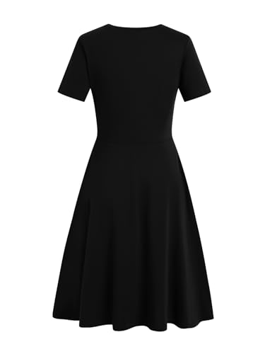 Women's 2025 Fit and Flare Dress Summer Casual Elegant Vintage Floral Printed Work Party A-line Dress with Pockets 1624