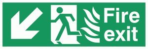 Viking signos sg697-l62 – 3d "salida de incendios running Hombre izquierda señal de Ángel Flecha hacia abajo, doble cara, 3 mm rígida PVC, 200 mm H x 600 mm W