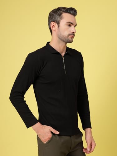 Image of Rigo Printed Casual T-Shirts for Men | Waffle Knit Solid T-Shirt for Men | Full Sleeves T-Shirts for Men