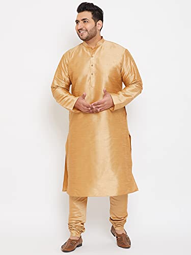 Image of VASTRAMAY Plus Size Men's Silk Blend Kurta Set-New Rose Gold