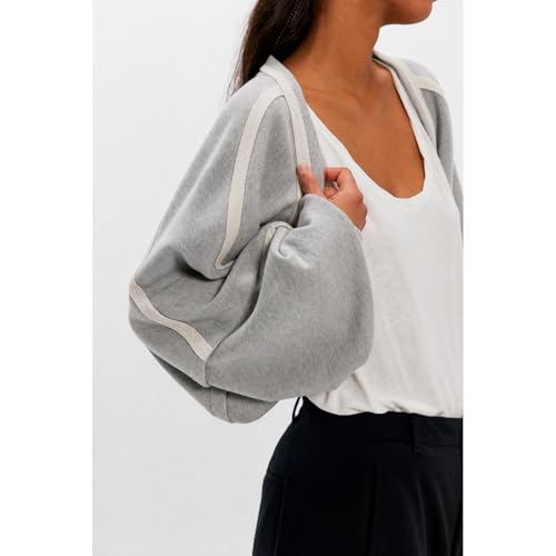 Image of Womens Open Front Cardigan Batwing Sleeve Cropped Sweatshirt | Exposed Seam Details, Dramatic Batwing Sleeves, Oversized, Open-Front