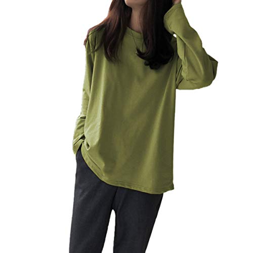 [ Big laugh (ビッグラフ) ] Tシャツ カットソー 長袖 オーバーサイズ クルーネック ビッグシルエット アッタカイ ウェアセット コーデックス 人気 スポーツタイツ lady'sレディ クルー ユッタリ シルエット プリントTシャツ tシャツ カットソー レテ゛ィース コーデ 冬物 モノクロ キラキラ 色 ブラウス 夏 部屋着 オシャレレディース (グリーン, XXL)