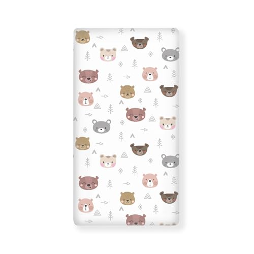 Image of Cartoon Bears Print Fitted Crib Sheet Bears Baby Crib Sheet Fit Standard Crib and Toddler Mattress,Crib Mattress Sheets for Boys Girls 28 inchx52 inch