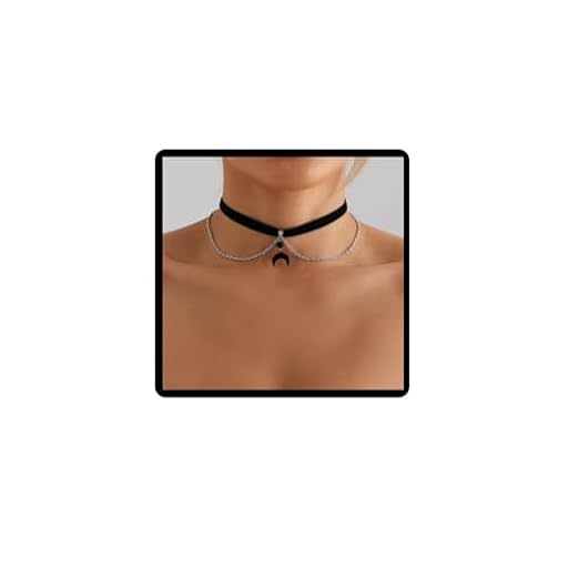 Jascatin Collar con colgante de luna creciente de Halloween, collar negro, gargantilla para mujer, talla única, Metal, No es una piedra preciosa | Ya disponible en tu tienda friki favorita! En mundofriki.es!