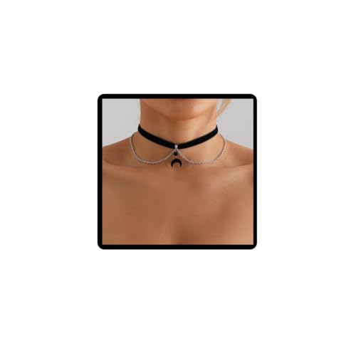 Jascatin Collar con colgante de luna creciente de Halloween,