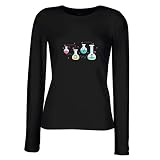lepni.me Manches Longues Femme T-Shirt La Formule de l'amour, la Science, la Chimie - Cadeau de la Saint-Valentin (XL Noir Multicolore)