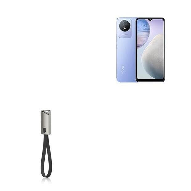 BoxWave Cable Compatible with vivo Y11 (2023) - USB Type-C Keychain Charger, Key Ring USB Type-C to Type-A 8 in USB Cable - Jet Black