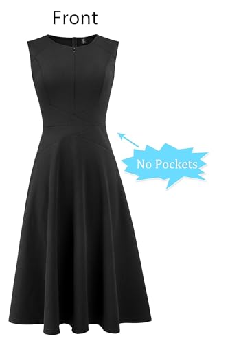 Image of VFSHOW Womens Front Zipper Work Business A-Line Dress Elegant Professional Office Career Church Fit and Flare Skater Dresses