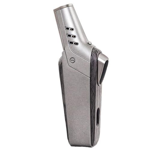 nopqw Encendedor de Llama a reacción a Prueba de Viento con Bloqueo de Seguridad, Ajuste de Llama, butano Recargable, Apto for Cocina, repostería, Barbacoa, Velas.(Gray)