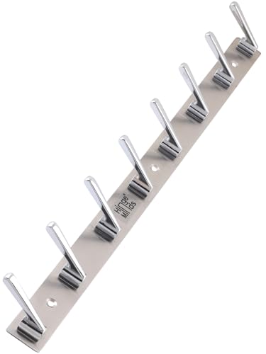 Image of Stainless Steel Cloth Hanger for Wall, Clothes Hook Hangers Door Mounted, Bathroom Hooks for Hanging Towel, Wall Mount Shirt Hangers, Dress Holder Hooks - 8 Pin-XL, Pack of 1, Silver
