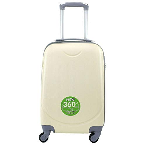 Maleta PEQUEÑA 4 Ruedas 360º Equipaje DE Mano Cabina RIGIDA (Beige)