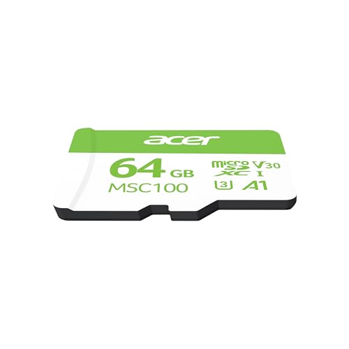 Image of Acer MSC100 MicroSD Card 64GB UHS-I U3 V30 A1, Up to 100MB /s Read Speed, 4K Video Recording, Compatible with Smartphones Cameras Tablets Drones | 5-Year Limited Warranty