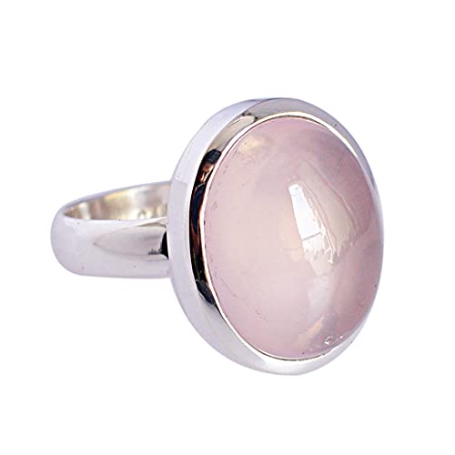 Anillo de plata de ley 925 y cuarzo rosa, estilo diario para una elegancia natural