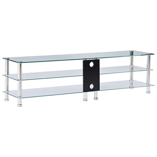 Festnight Mueble TV Salón Mueble de Televisor Vidrio Templado Transparente con 2...