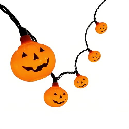 QZFGYAN Halloween Pumpkin String Lights 8.5ft 10 Orange Jack-O-Lantern LED