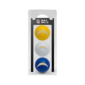 Team Golf NFL San Diego Chargers 3 Golf Ball Pack Regulation Size Golf Balls, 3 Pack, Full Color Durable Team Imprint