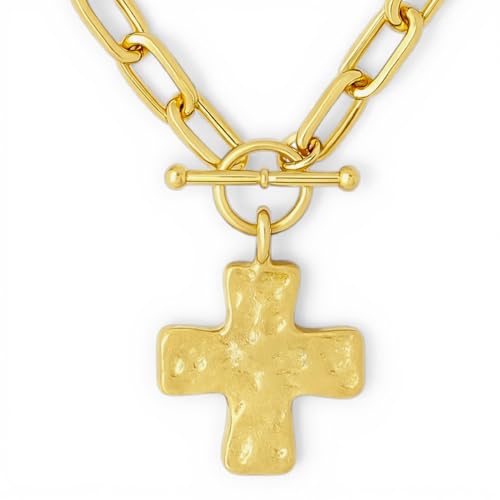 Wine Wear Chunky Gold Chain Necklace for Women Link Charm Necklace with Toggle Clasp Statement Layering Jewelry