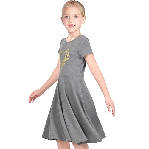 Image of Sunny Fashion Girls Dress Colorful Striped Knitted Cotton Stretch School