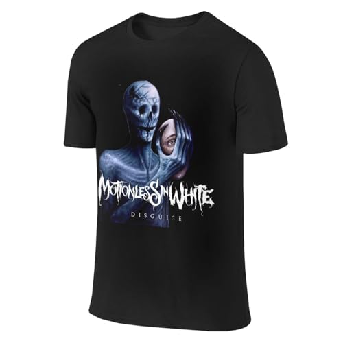 Motionless Music in White Men's Casual Double Sided Design Short Sleeve Crewneck Cotton T-Shirt Athletic Tee Top Black2