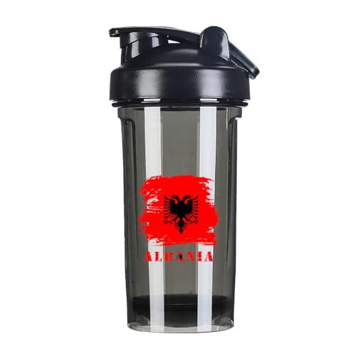 Vintage Albania Albanian Flag 18 Ounce Shaker Cup,Fashion Theme Pattern Shaker Bottle Leak-proof Workout Shake Bottles 500ML/18 oz Perfect for Pre Workout