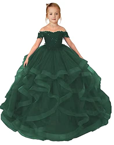 Lace Appliques Puffy Ball Gown Pageant Dress Flower Girl Dresses First Communion Party Gowns