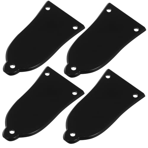 SUPVOX 4 Pcs Bell-Shaped Truss Rod Cover: Black Electric Guitar Neck Adjustment Plate - 3-Hole Replacement Part for Bass Guitars - Durable Repair Fittings