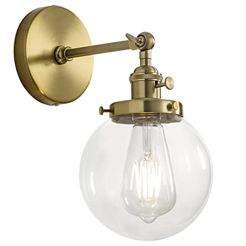 Ak Lighting Vintage Industrial Wall Sconces With Switch, 5.9'' Handblown Clear Glass Globe Shade, For Vanity, Bedroom, Cafe #TOP30