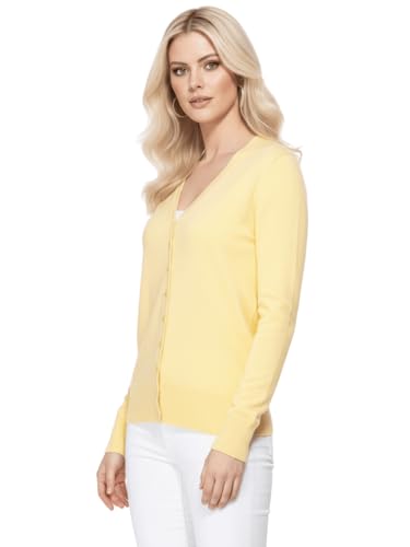 Image of YEMAK Women's Knit Cardigan Sweater - Long Sleeve V-Neck Basic Classic Casual Button Down Knitted Soft Lightweight Top