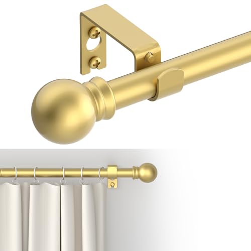 Image of GXOACKJ Curtain Rods for windows 32-48 inch, 5/8 inch Decorative Gold Splicing Heavy Duty Metal Curtain Rod set with Brackets