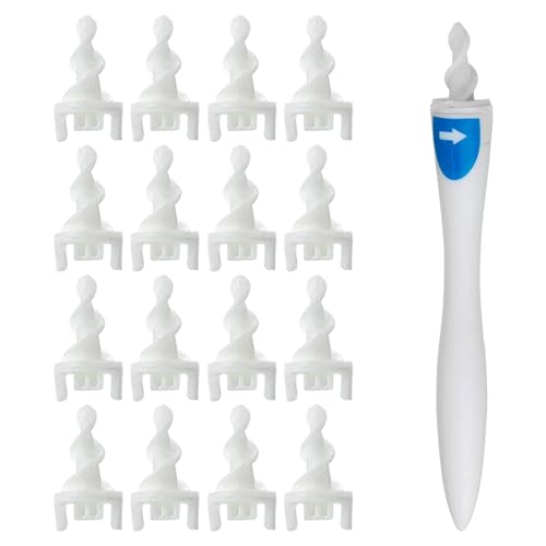 Eliminador de cerumen, limpiador de oídos seguro y suave, 360 grados en espiral de silicona con 16 cabezales de repuesto lavables, limpiador de oídos para adultos y niños