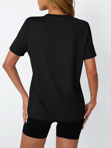 Foto de AUTOMET Camisetas de entrenamiento de manga corta para mujer, camisetas de gimnasio atléticas de verano, camisetas de yoga, ajuste holgado, ropa casual 2025 (imagen 5)