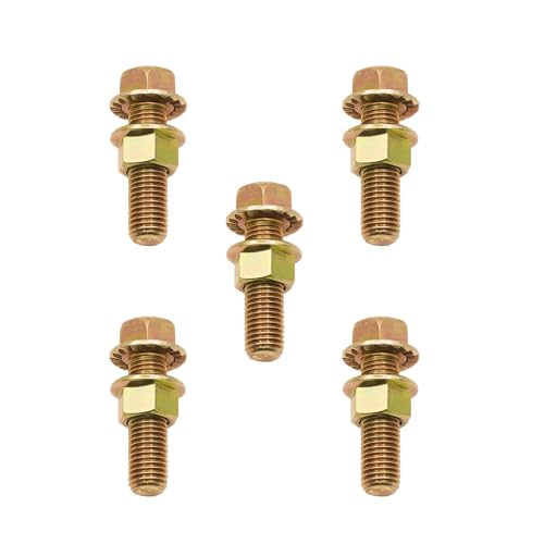 CHENACC 5 Sets Exhaust Serrated Flange Spin Bolts with Nuts M10-1.25 x 33mm Compatible withToyota Honda 90212-SA5-003 Accord Civic Odyssey Acura