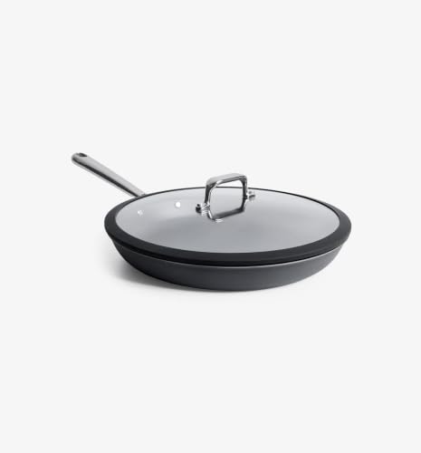 Image of Misen Tempered Glass Lid with Anti-Scratch Silicone Rim, Oven Safe Replacement Cookware Skillet Lid for Misen Carbon Nonstick, Carbon Steel, and Frying Pans, Dishwasher Safe - 10 Inch