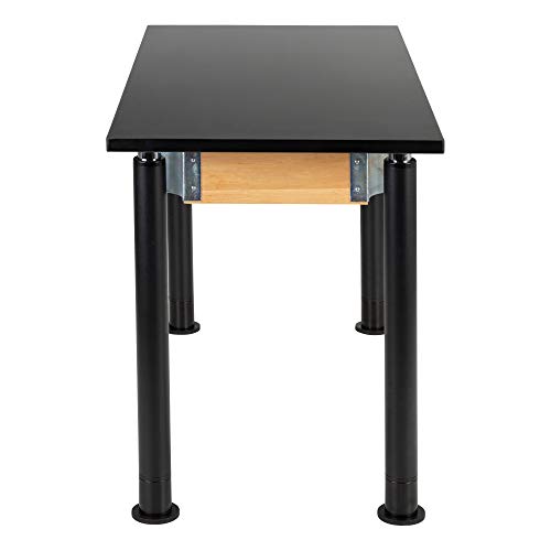 Image of Learniture Heavy-Duty School Science Lab Table with Chemical-Resistant Top, Adjustable Height Science Table for Classrooms, 24 inch L x 48 inch W x 29 inch H, Black
