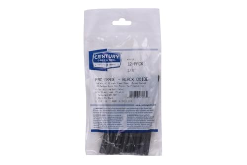 Image of Century Drill & Tool 24116 Pro Grade Black Oxide Drill Bit, 1 /4 inch, Pro Pack | Straight shank, 135 point, cuts steel, wood & plastic, 135 split point, black oxide finish