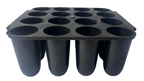 Image of Ecoflo Root Trainer Reusable Seedling Trays Plastic Plants Nursery Seedlings Starter Cups Seed Germination Tray for Primary Germination for Seeds 16 Cells 130cc Black - Pack of 1no.