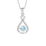 Collar de oro real de oro blanco Au375 con topacio azul claro, corona hueca, colgante de lágrima, 45 cm, Oro blanco de 18 quilates (750), Topacio Moissanita
