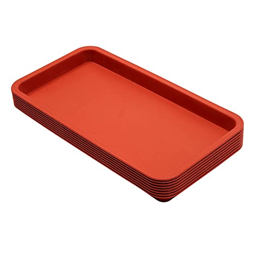 Juvale 8 Pack Plastic Plant Drip Trays For Planters, Pots, Rectangular Saucer Pans For Indoors, Outdoors (Terracotta Red, 6.5X12 In) #TOP4