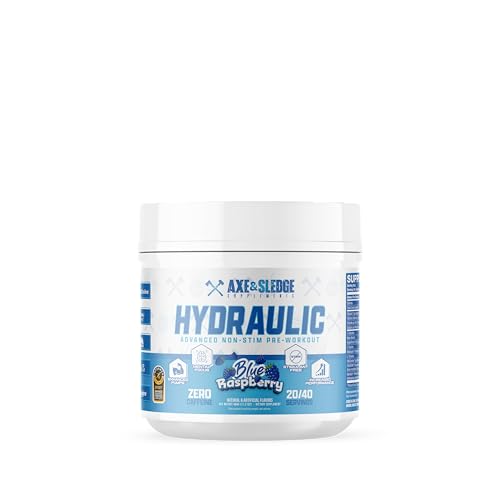 Axe & Sledge Hydraulic Stim-Free Pre-Workout Powder for Men & Women Performance Stamina Focus Pumps L-Citrulline Beta Alanine Creatine Caffeine-Free Blue Raspberry v3