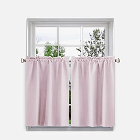 VORTTA Blackout Tiers Curtain for Small Window Kitchen Curtains Rod Pocket Short Window Curtains for Bedroom Living Room, 36 inch x 36 inch, Pink, 2 Panels Cover