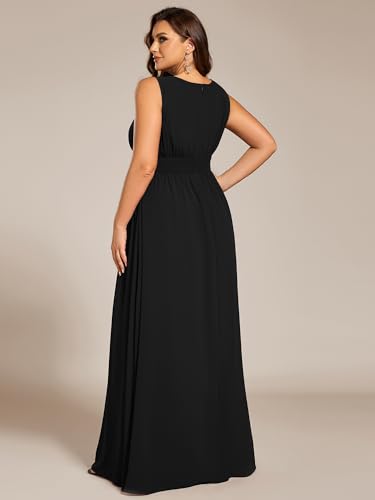Ever-Pretty Plus Women's Summer Sleeveless Plus Size Formal Gowns Bridesmaid Dresses with Empire Waist Round Neck2
