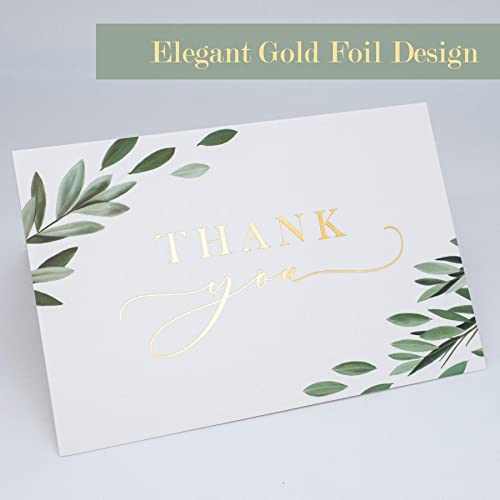 Gooji 4x6 Greenery Leaves Gold Foil Thank You Cards (Bulk 20-Pack) Matching Peel-and-Seal White Envelopes | Assorted Set, Watercolor | Birthday Party, Baby Shower, Weddings, Greeting, Blank Notes - Image 6