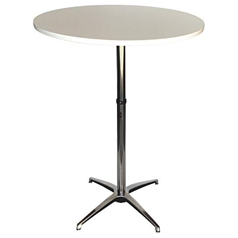 Banquet Tables Pro Adjustable Height Trade Show Bar and Cocktail Table (White, 30 Inch Diameter) Cover