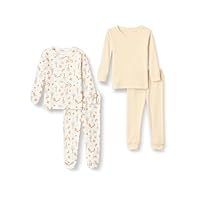 Amazon Essentials x Sofia Grainge Unisex Toddlers' Snug-Fit Cotton Pajamas, Pack of 2, Pale Yellow/Squirrel Picnic, 3T