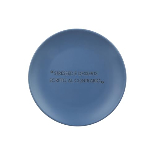 KASANOVA Piatto frutta ottanio 19 cm stoneware scritta Quotes